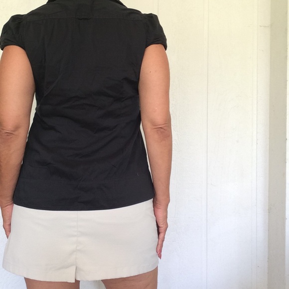 BCBGMAXAZRIA BLACK CAP SLEEVE EMPIRE WAIST TOP SMALL - Picture 3 of 8